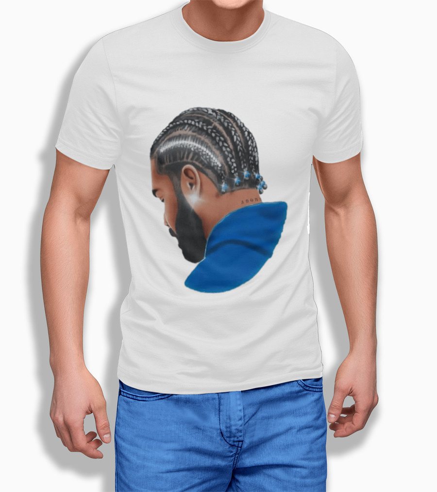 Drake Cornrow Braid Hairstyle Blue Sparkle T-Shirt