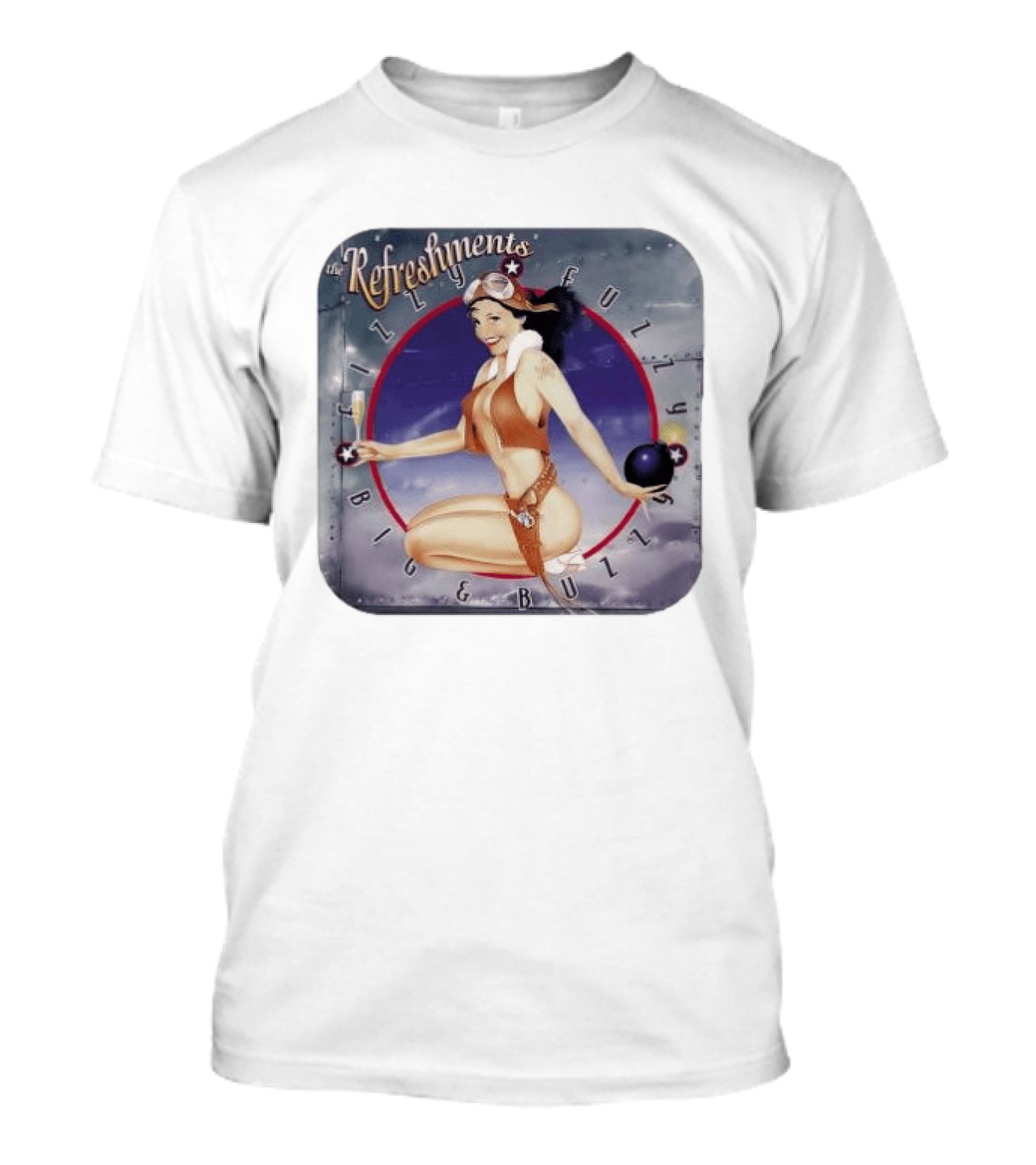 The Refreshments Fizzy Fuzzy Big & Buzzy 1996 Album Cover Vintage Pin Up T-Shirt