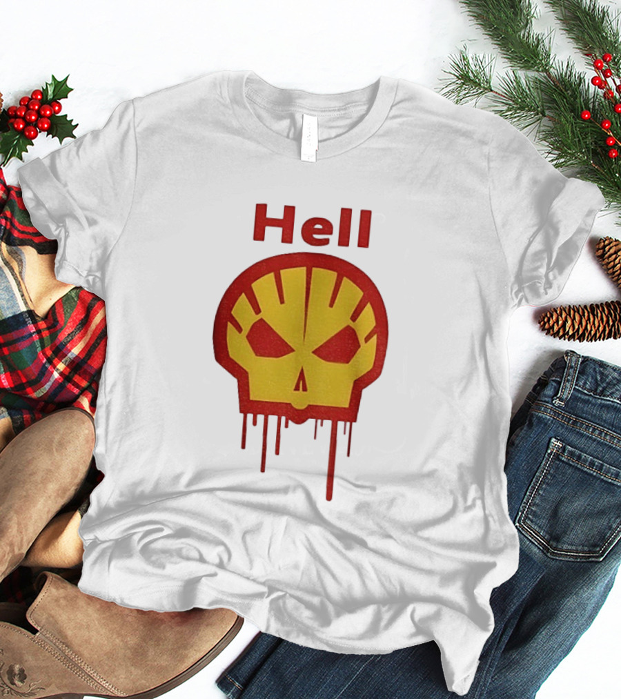 Hell Shell Dripping Skull Icon Red Yellow T-Shirt