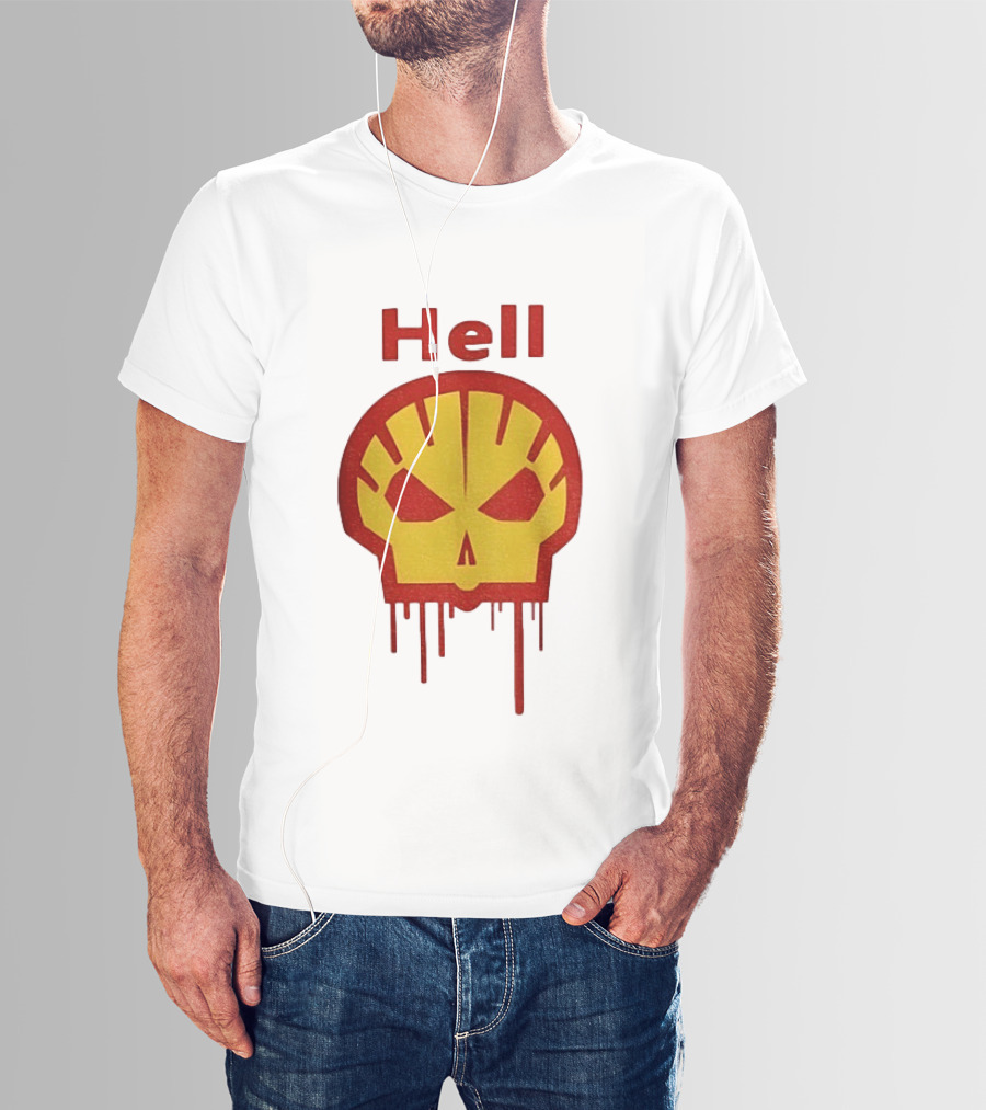Hell Shell Dripping Skull Icon Red Yellow T-Shirt