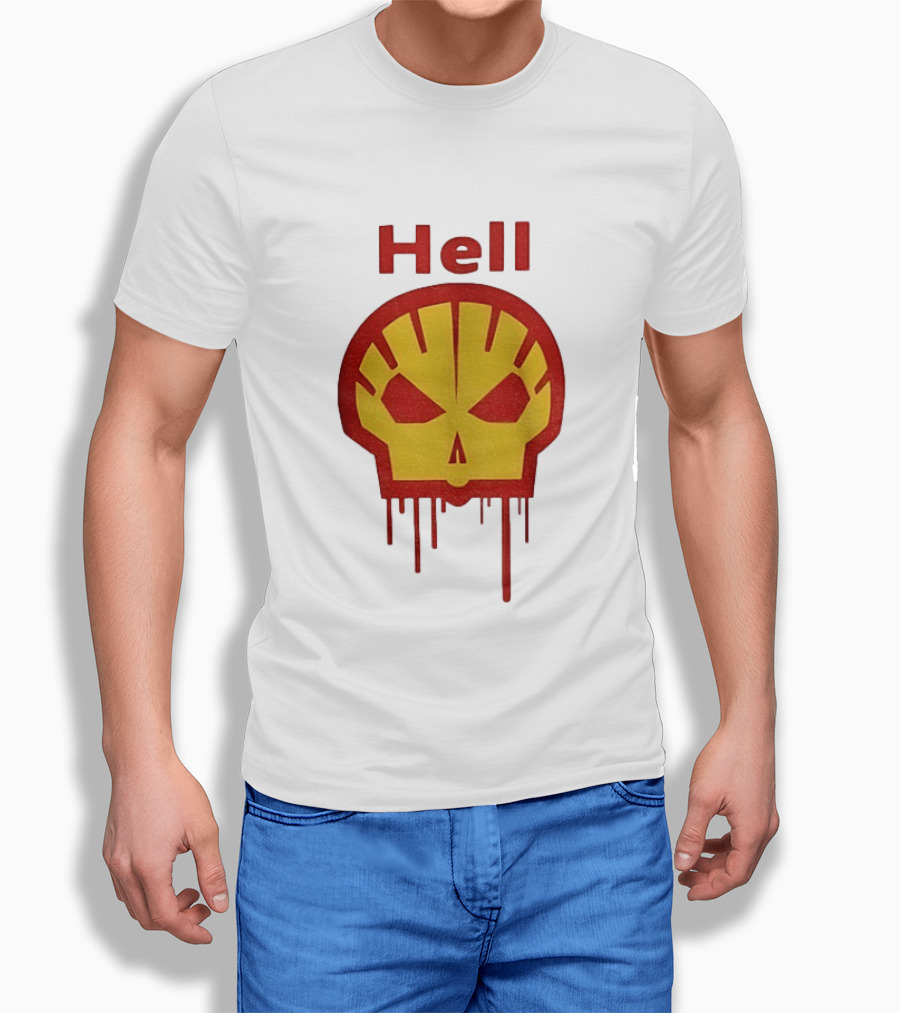 Hell Shell Dripping Skull Icon Red Yellow T-Shirt