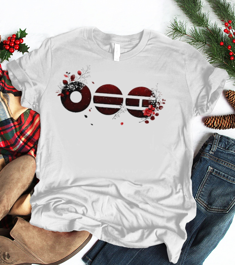 K Pop World Tour 2026 Floral Emblem With Red Flower Accents T-Shirt