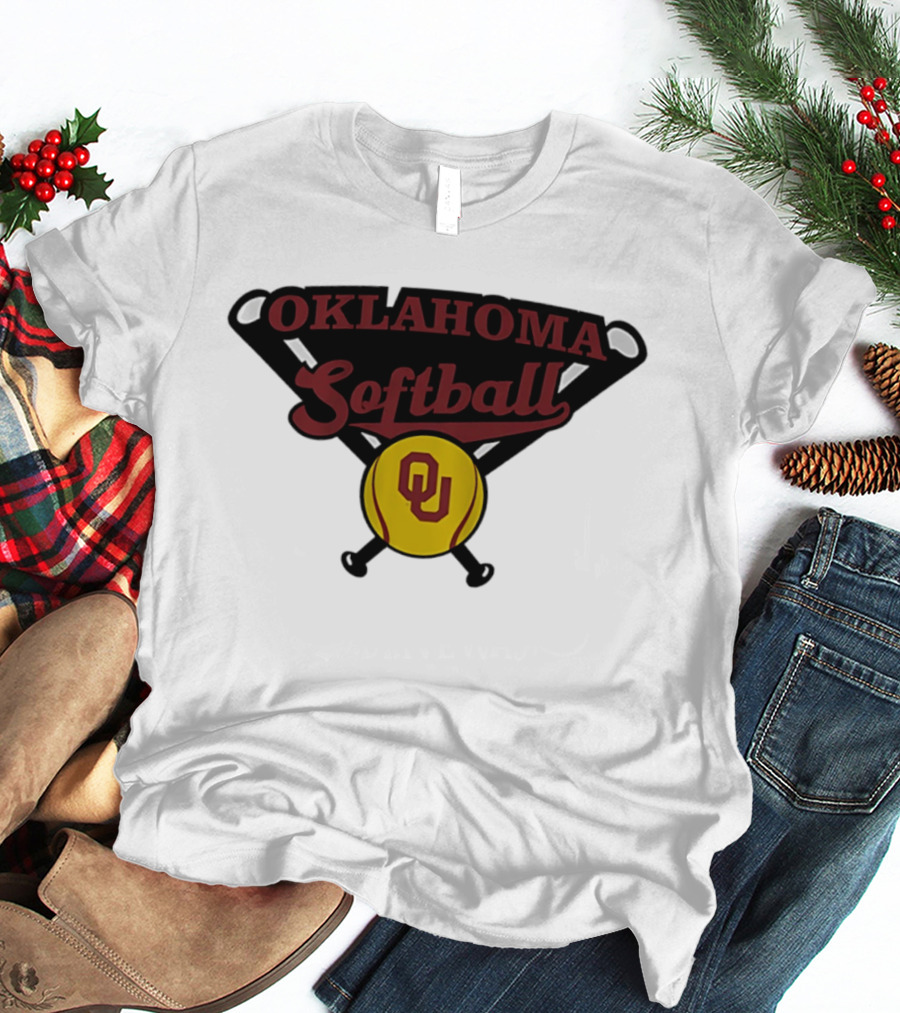 Oklahoma Softball OU Crossed Bats Yellow Ball T-Shirt