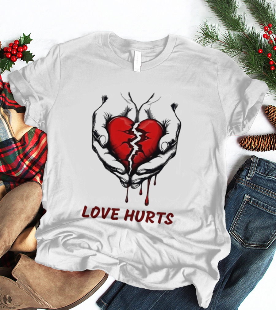 Love Hurts Bleeding Broken Heart Emotional Expression T-Shirt