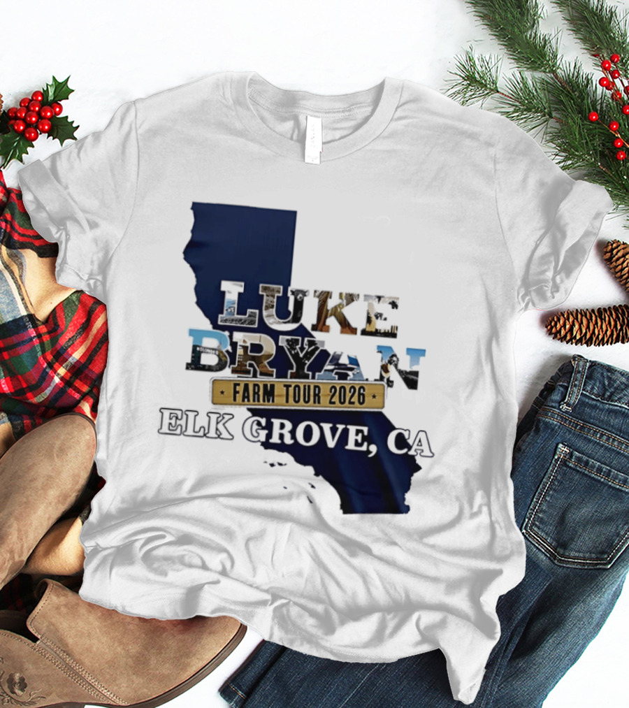 Luke Bryan Farm Tour 2026 Elk Grove CA California Map T-Shirt