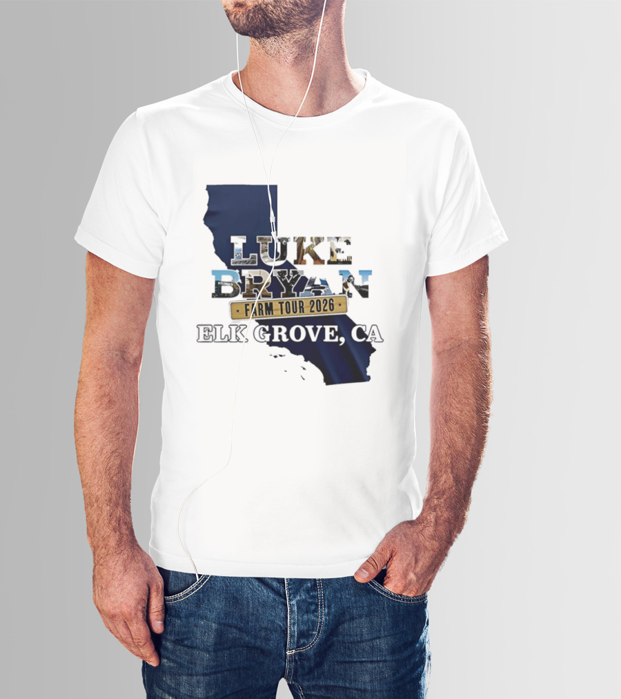 Luke Bryan Farm Tour 2026 Elk Grove CA California Map T-Shirt