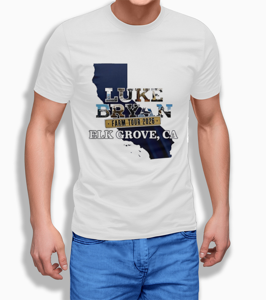 Luke Bryan Farm Tour 2026 Elk Grove CA California Map T-Shirt