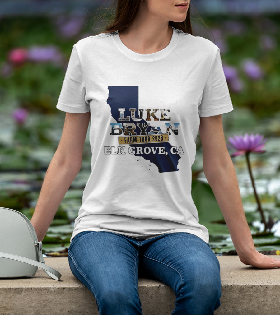 Luke Bryan Farm Tour 2026 Elk Grove CA California Map T-Shirt