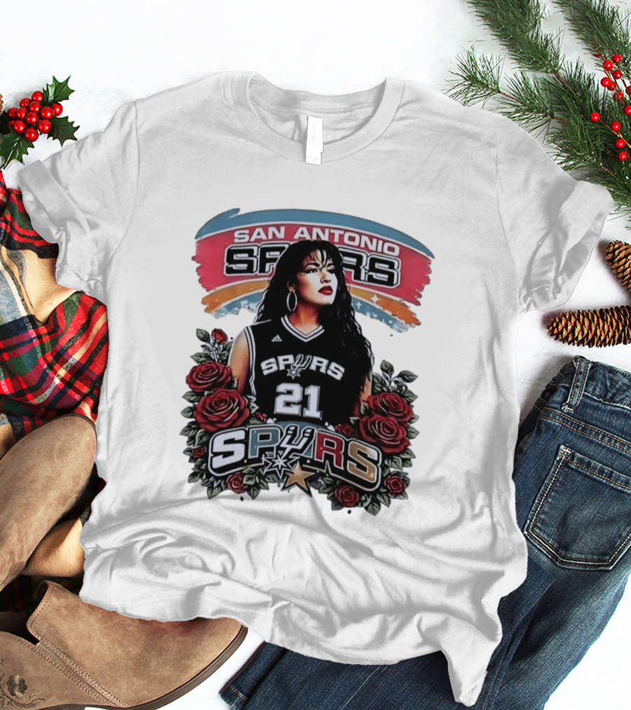 San Antonio Spurs 21 Selena Quintanilla Roses T-Shirt