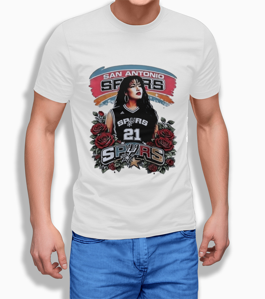 San Antonio Spurs 21 Selena Quintanilla Roses T-Shirt