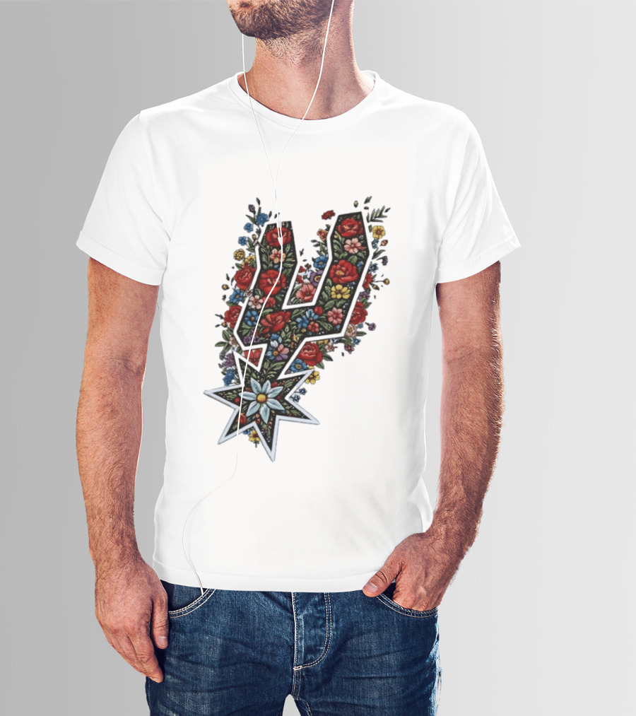 San Antonio Spurs Floral Rose Garden Spurs Team T-Shirt