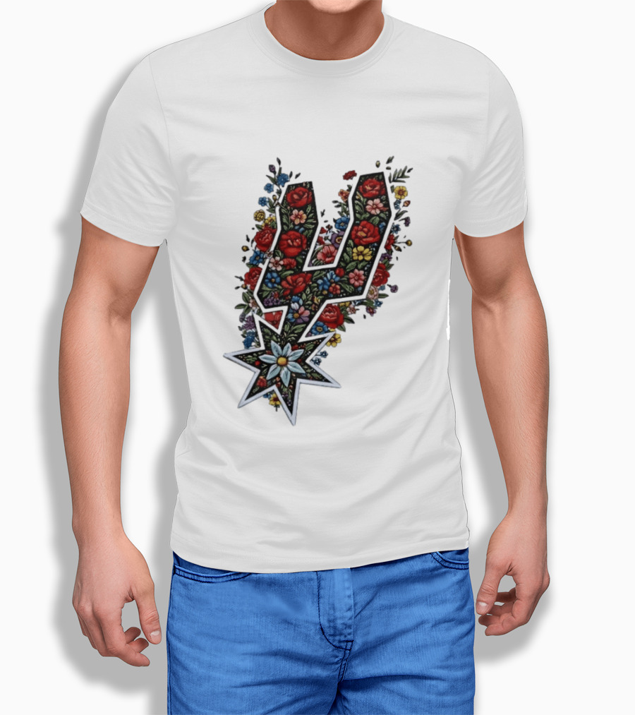 San Antonio Spurs Floral Rose Garden Spurs Team T-Shirt