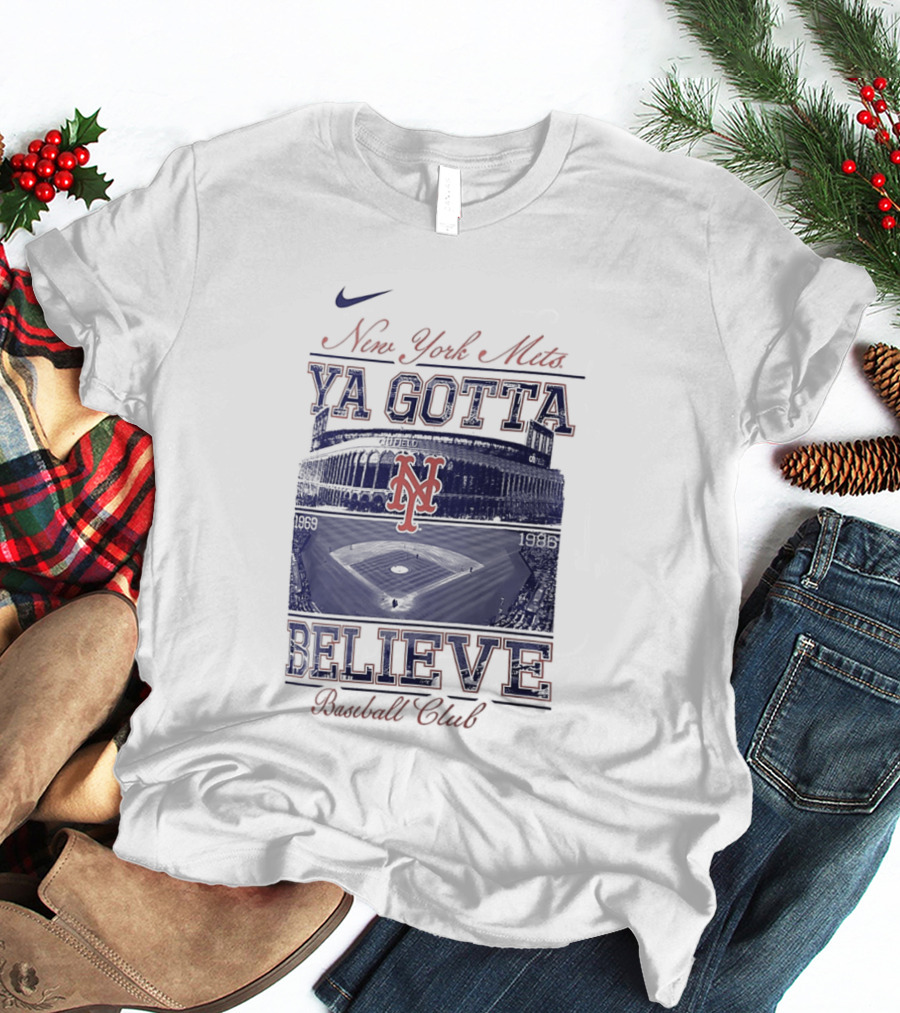 New York Mets Ya Gotta Believe Baseball Club 1969 1986 Nike T-Shirt