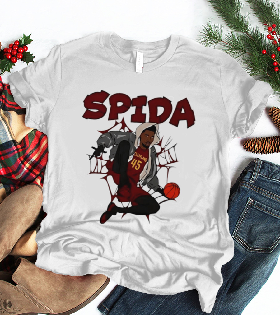 SPIDA Cleveland 45 Donovan Mitchell Basketball Spider Web T-Shirt
