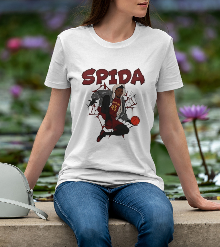 SPIDA Cleveland 45 Donovan Mitchell Basketball Spider Web T-Shirt