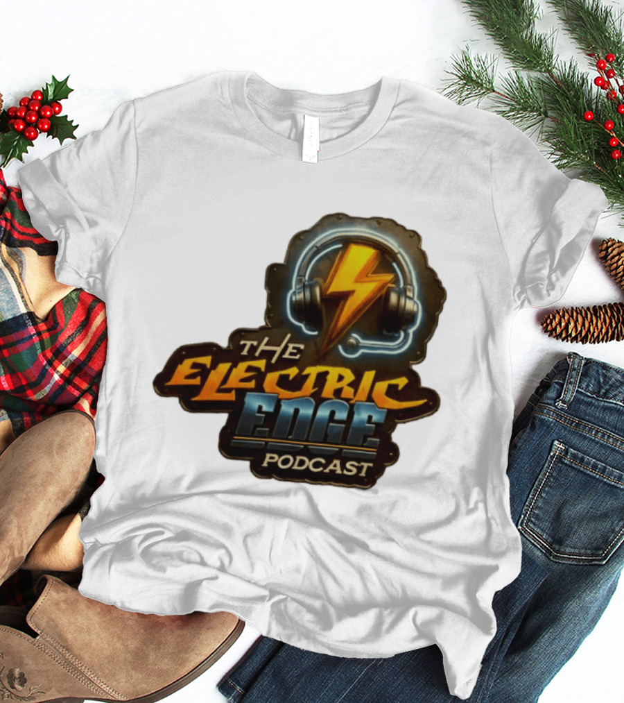 The Electric Edge Podcast Headphone Lightning Bolt T-Shirt