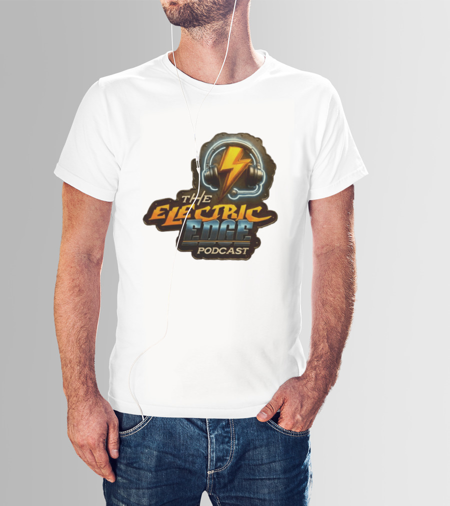 The Electric Edge Podcast Headphone Lightning Bolt T-Shirt