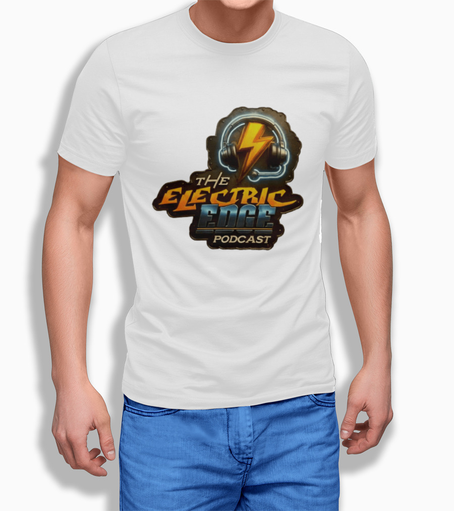 The Electric Edge Podcast Headphone Lightning Bolt T-Shirt