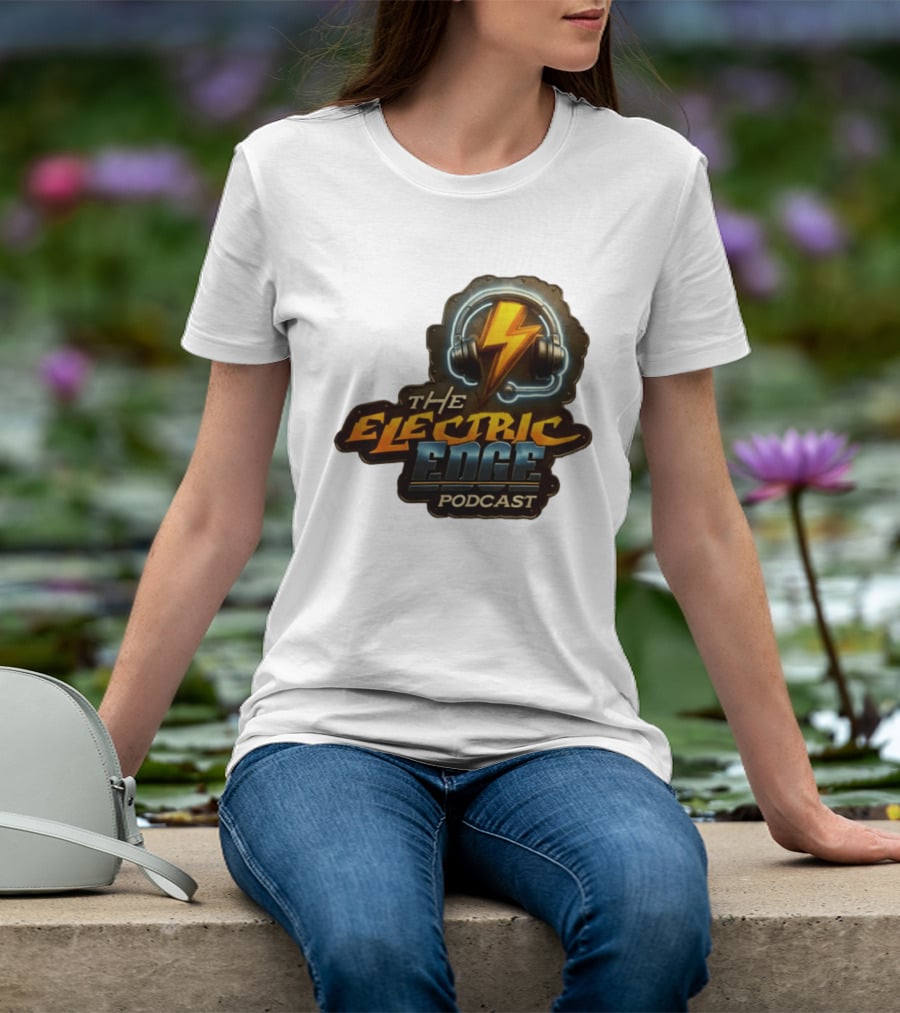 The Electric Edge Podcast Headphone Lightning Bolt T-Shirt