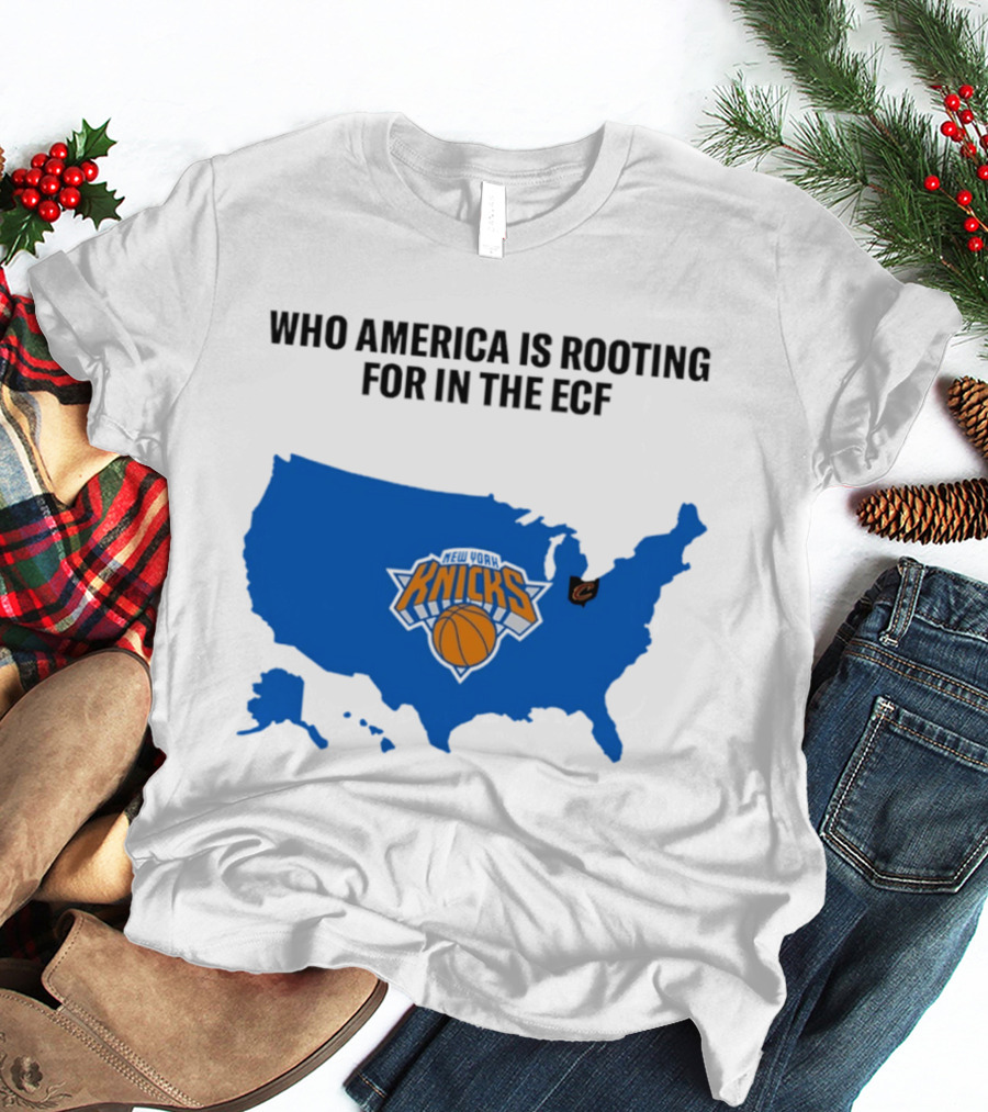 Who America Is Rooting For In The ECF Knicks USA Map Basketball T-Shirt
