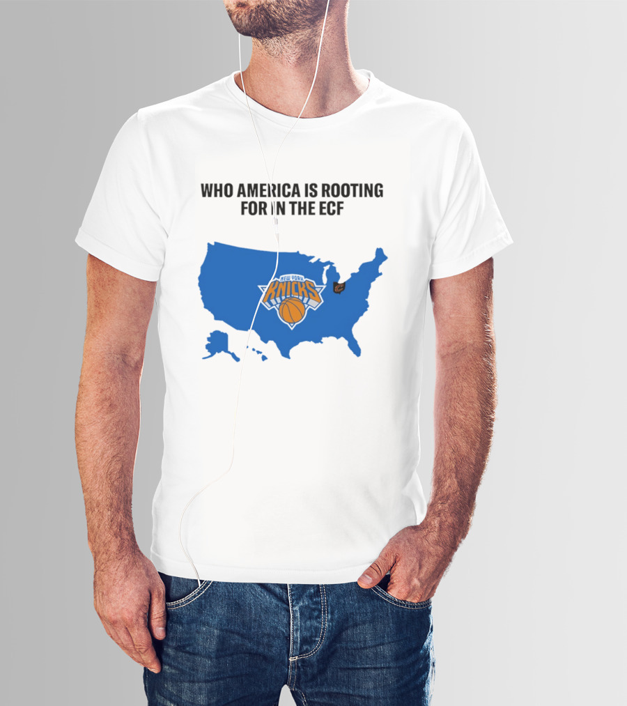 Who America Is Rooting For In The ECF Knicks USA Map Basketball T-Shirt
