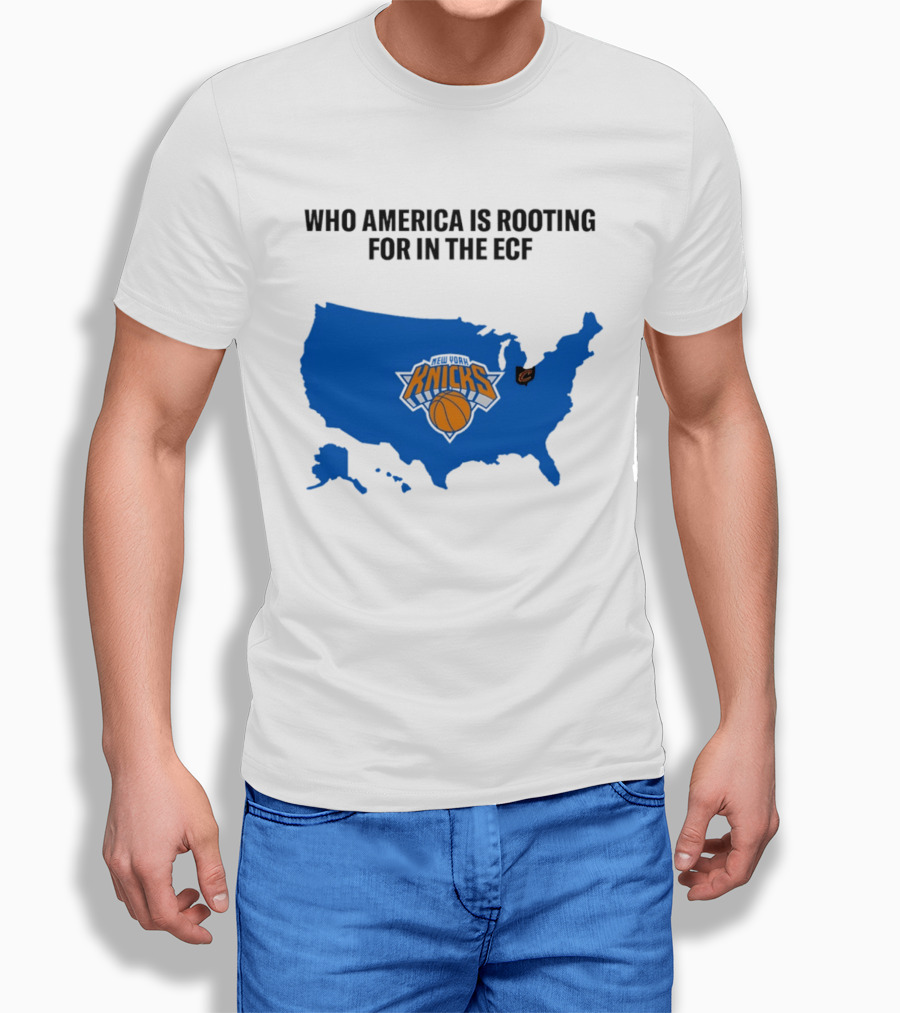 Who America Is Rooting For In The ECF Knicks USA Map Basketball T-Shirt
