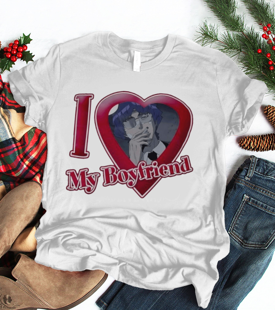 I Love My Boyfriend Heart Anime Style Wolf Keum Wind Breaker T-Shirt