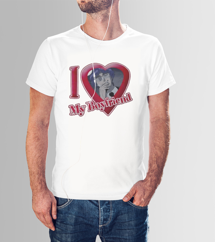 I Love My Boyfriend Heart Anime Style Wolf Keum Wind Breaker T-Shirt