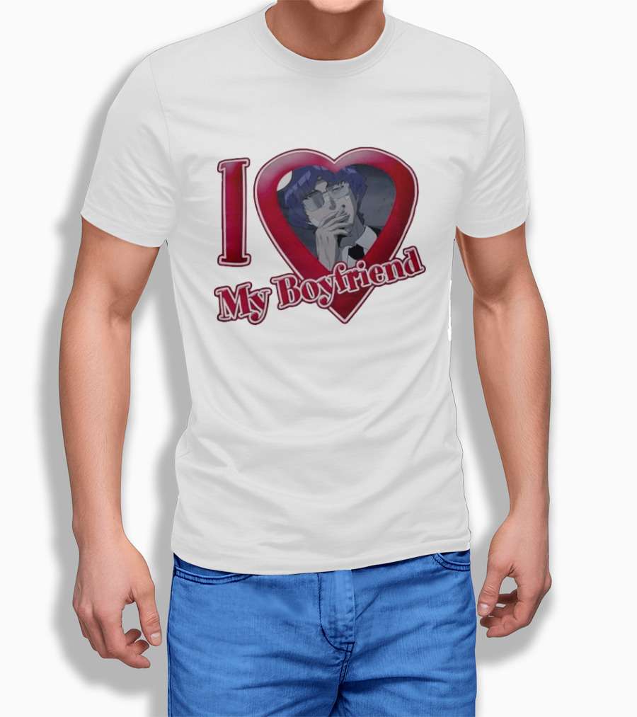 I Love My Boyfriend Heart Anime Style Wolf Keum Wind Breaker T-Shirt