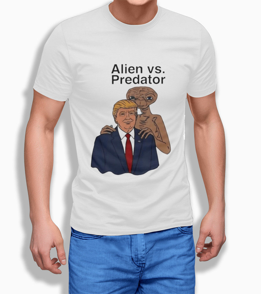 Alien Vs Predator Donald Trump ET Parody Fashion T-Shirt