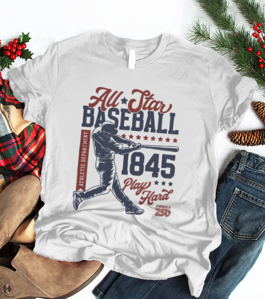 All Star Baseball 1845 Player Red Blue T-Shirt