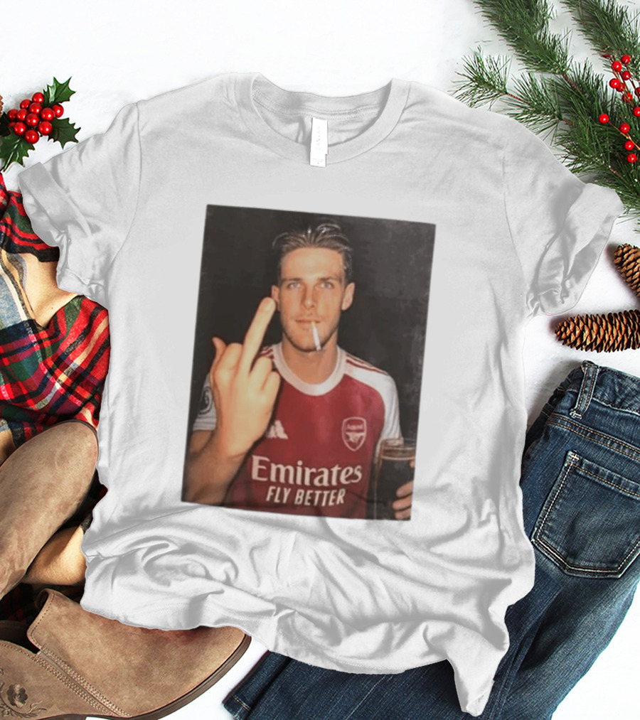 Emirates Fly Better Arsenal Middle Finger Smoking Soccer Player T-Shirt