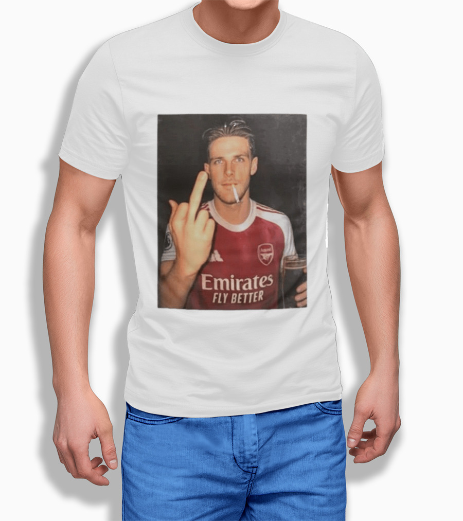 Emirates Fly Better Arsenal Middle Finger Smoking Soccer Player T-Shirt