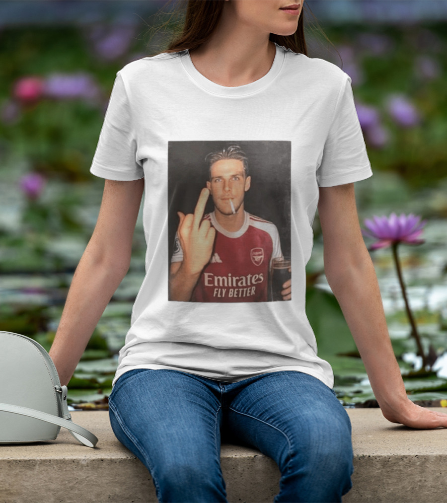 Emirates Fly Better Arsenal Middle Finger Smoking Soccer Player T-Shirt