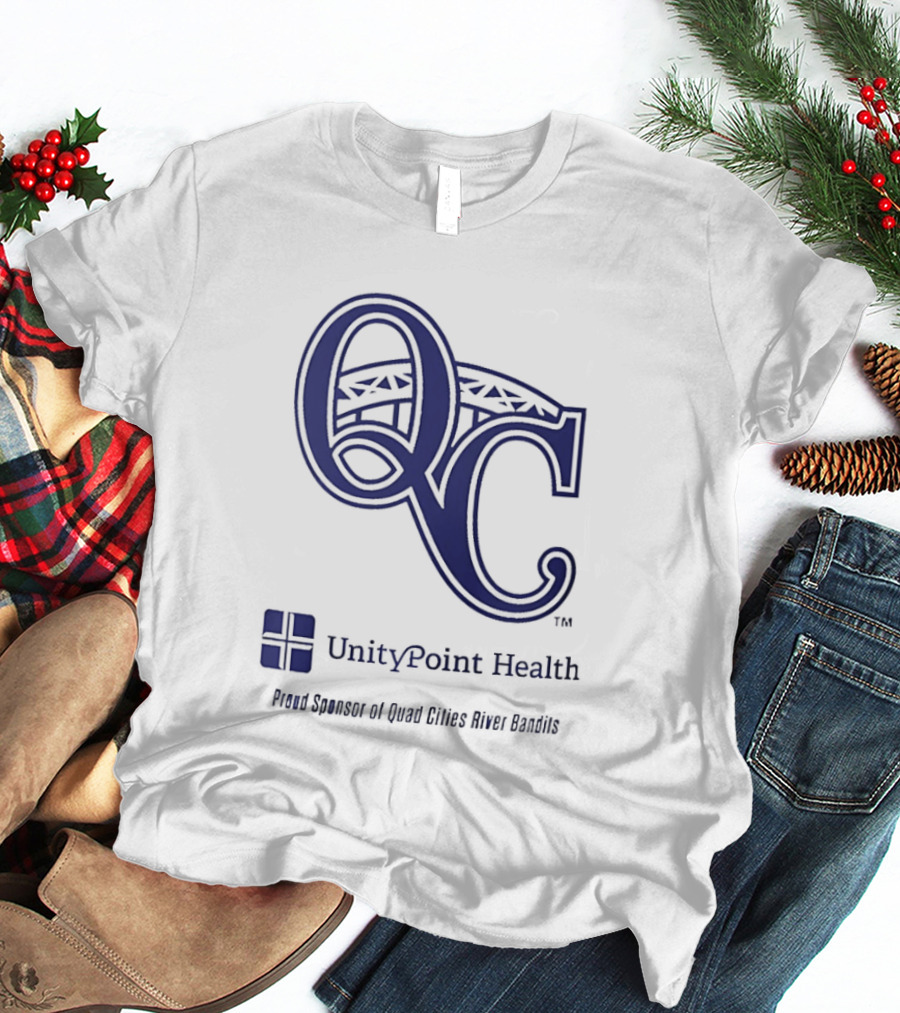 QC River Bandits UnityPoint Health Proud Sponsor Quad Cities Bridge T-Shirt