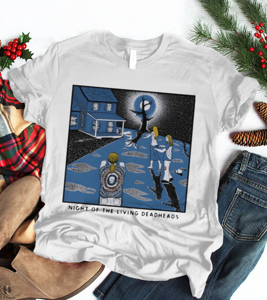 Ken Brown 90s Night Of The Living Deadheads House With Skull And Dancing Figures T-Shirt