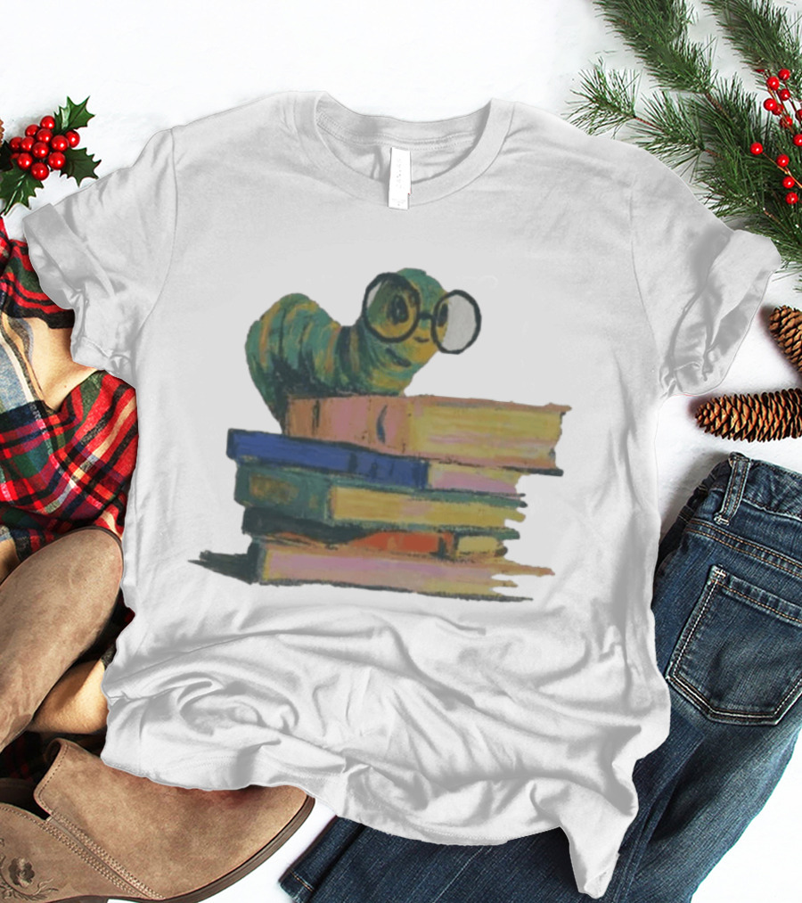 Literary Bookworm Glasses Stack Books T-Shirt