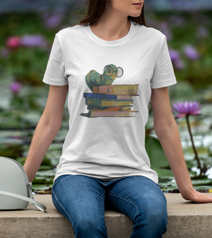 Literary Bookworm Glasses Stack Books T-Shirt