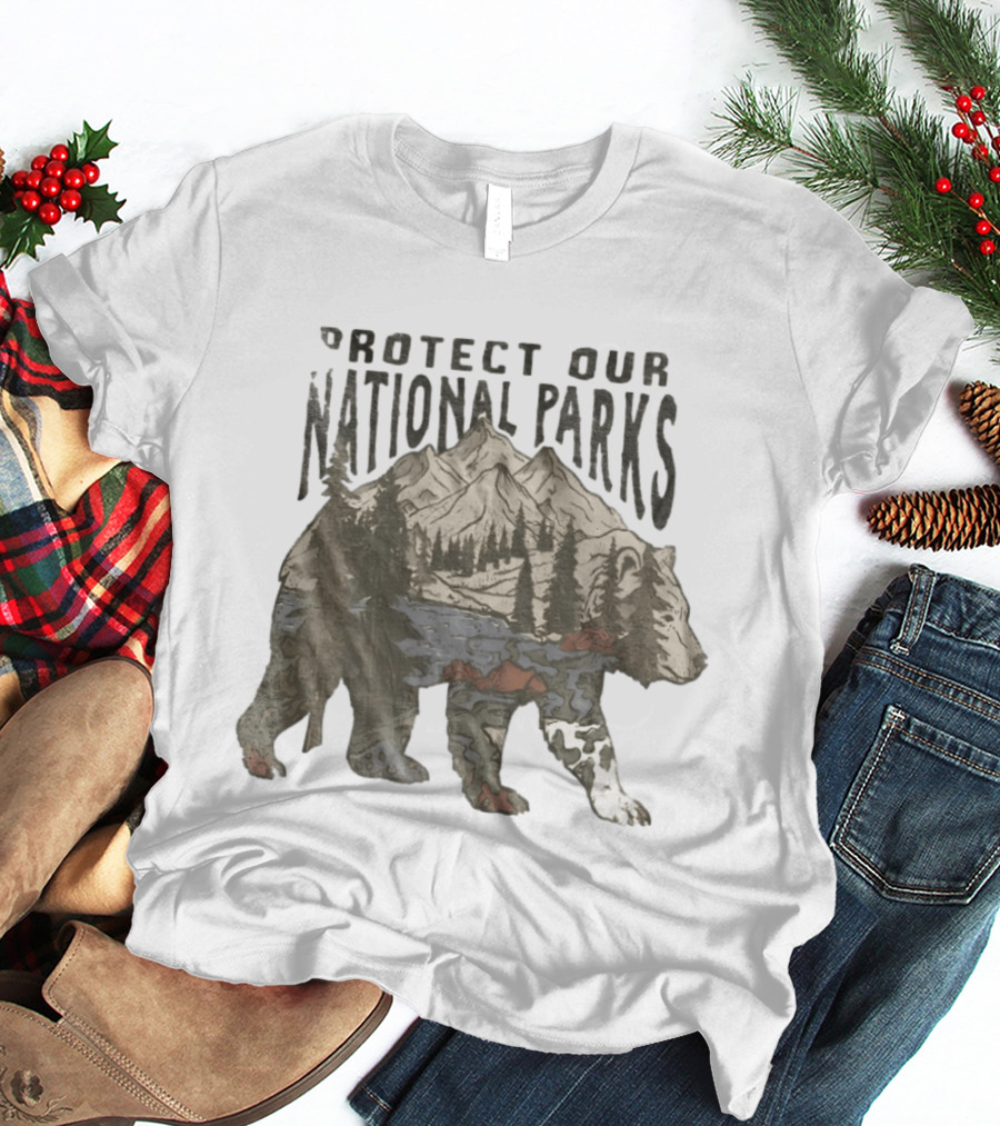 Protect Our National Parks Bear Forest Mountain Scene T-Shirt
