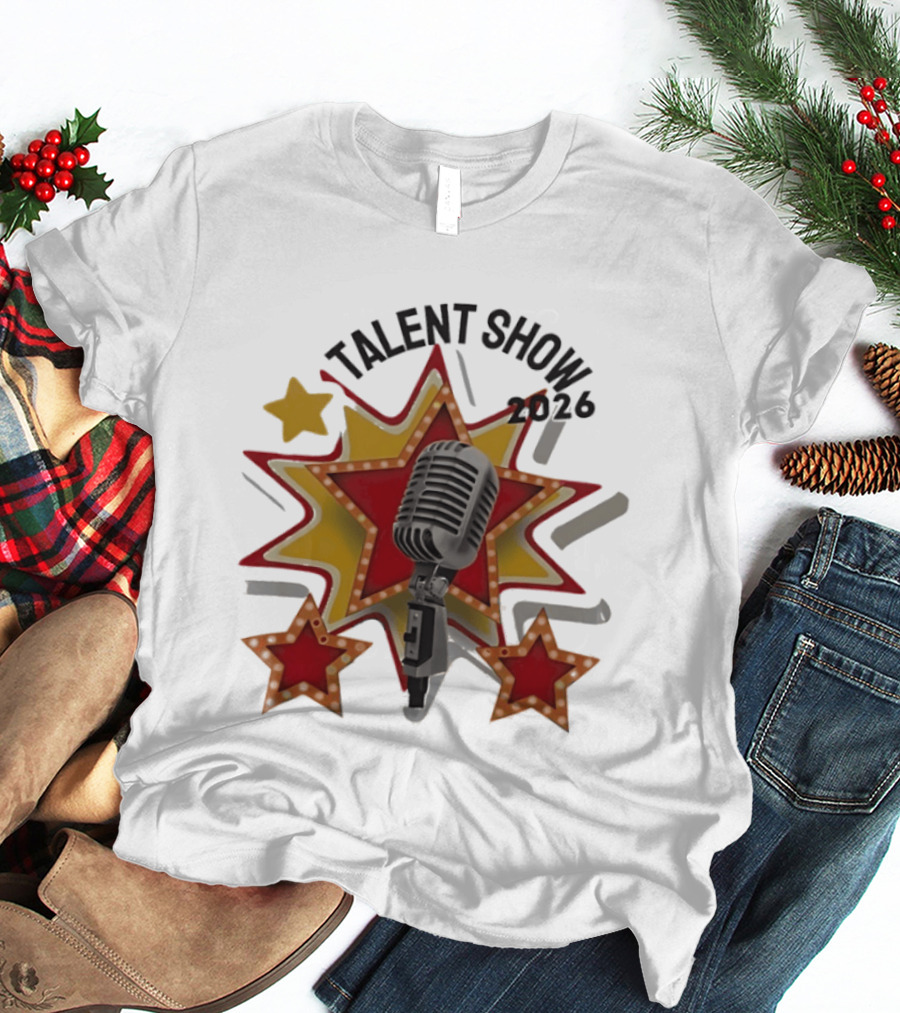 Talent Show 2026 Star Performer Mic And Stars T-Shirt