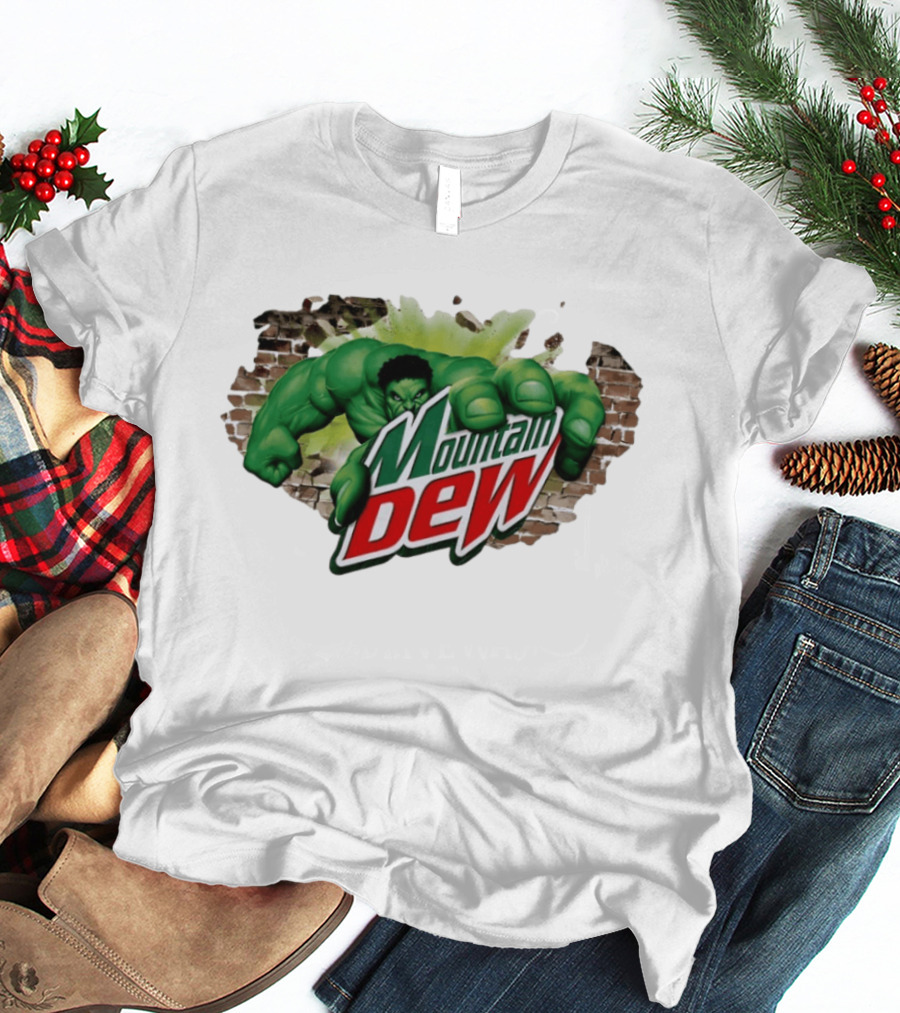 Hulk Smashing Through Brick Wall Mountain Dew Collaboration T-Shirt