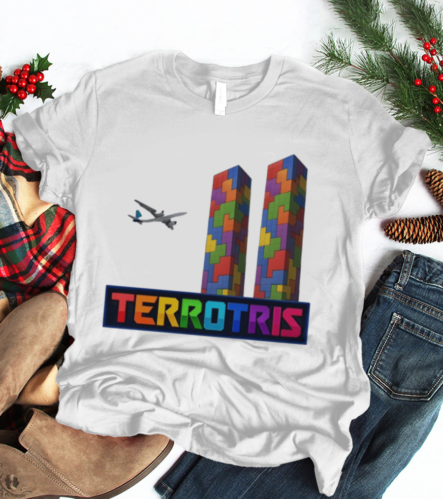 Terrortris Tetris Block Towers With Plane T-Shirt