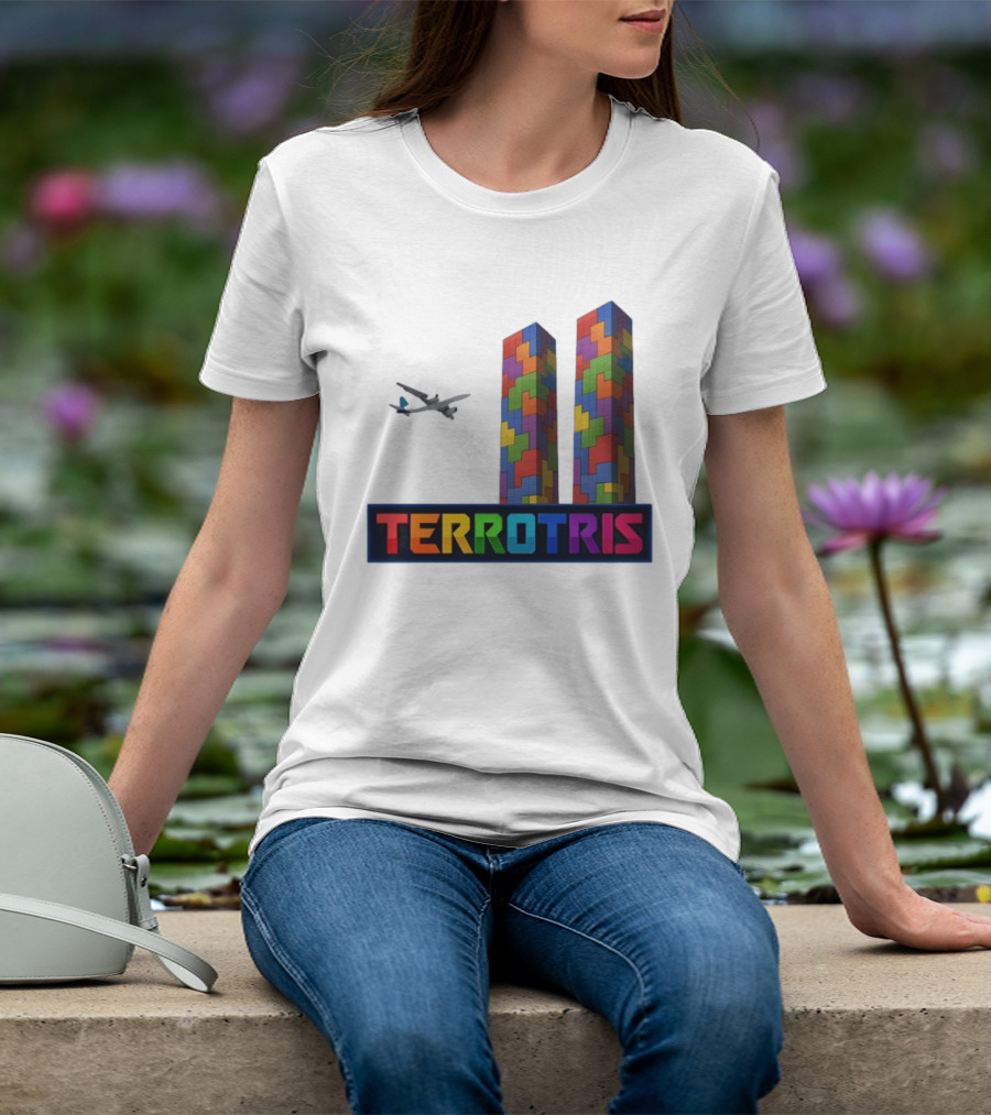 Terrortris Tetris Block Towers With Plane T-Shirt