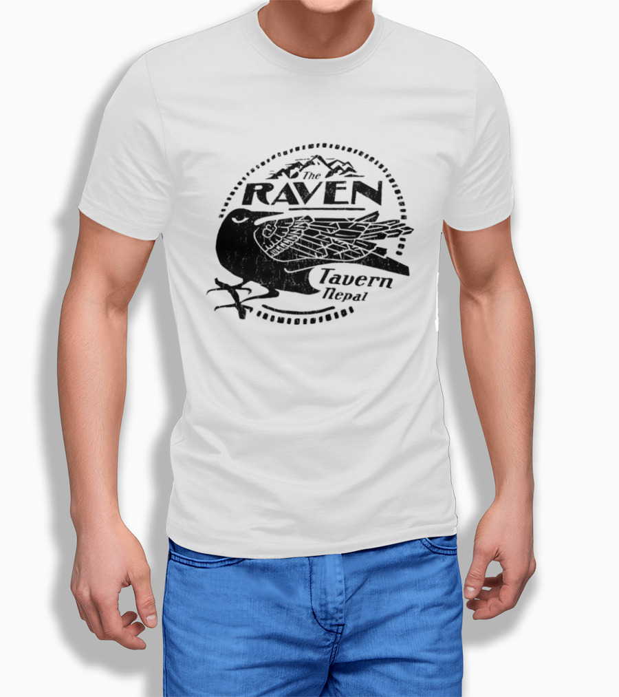 Raven Tavern Nepal Bird With Mountains T-Shirt