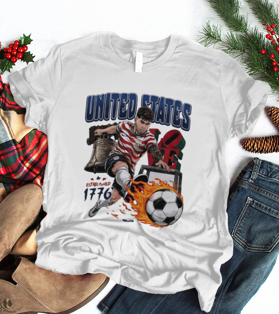 United States Love Park Philadelphia Soccer Player Liberty Bell 1776 T-Shirt