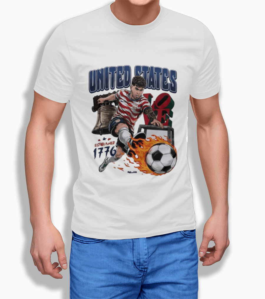 United States Love Park Philadelphia Soccer Player Liberty Bell 1776 T-Shirt