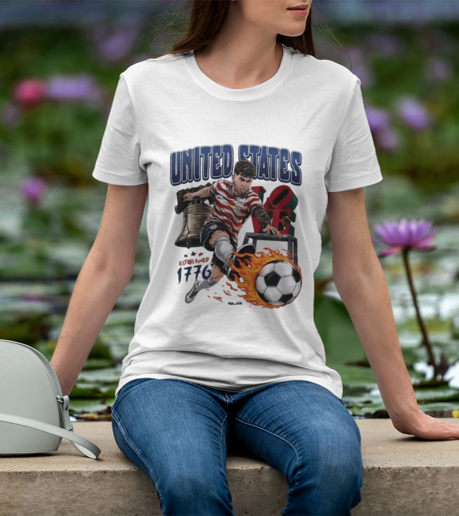 United States Love Park Philadelphia Soccer Player Liberty Bell 1776 T-Shirt
