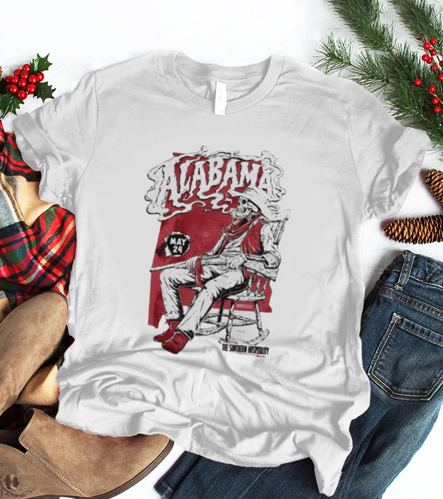 Alabama May 24 The Southern Hospitality Skeleton Cowboy T-Shirt