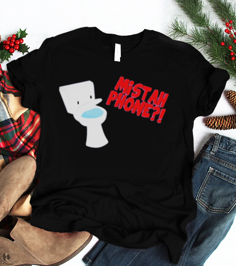 Mistah Phone Toilet Pun Illustration Humor T-Shirt