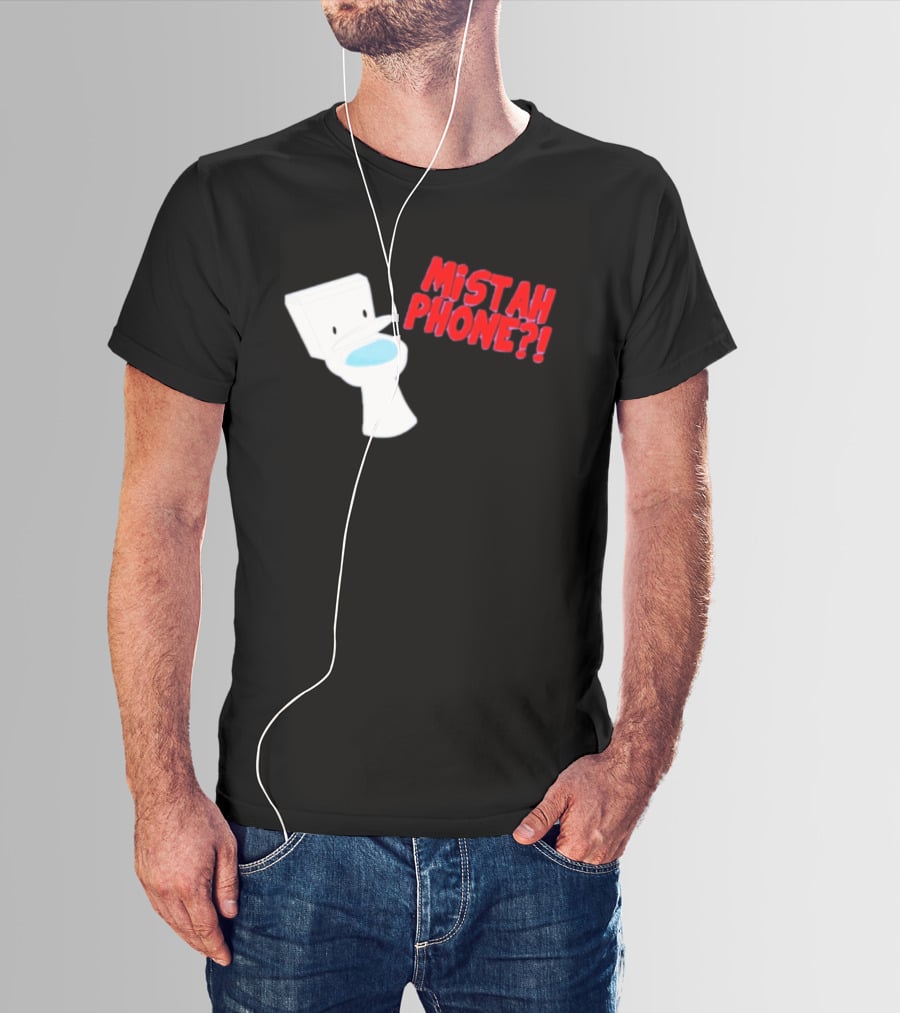 Mistah Phone Toilet Pun Illustration Humor T-Shirt